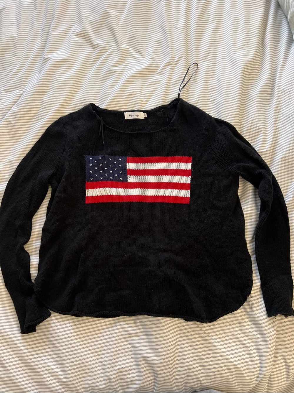 Miracle Black Flag-Embroidered Crewneck Sweater
